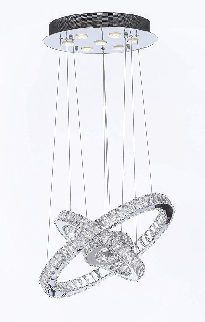 Crystal Elipse 3 Ring Chandelier Chandeliers Modern/Contemporary Lighting 23" Wide w/Adjustable Cables- Good for Dining Room Foyer Entryway Family Room and More! - G7-89174/7