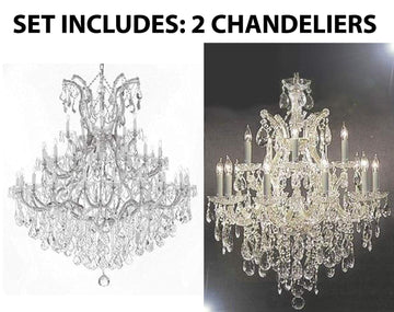 Set of 2-1 Large Foyer/Entryway Maria Theresa Empress Crystal (tm) Chandeliers Lighting! H 60" W 52" and 1 Chandelier Crystal Lighting Chandeliers H30 X W28 - CS/B12/2756/36+1 + CS/21532/12+1 A500-