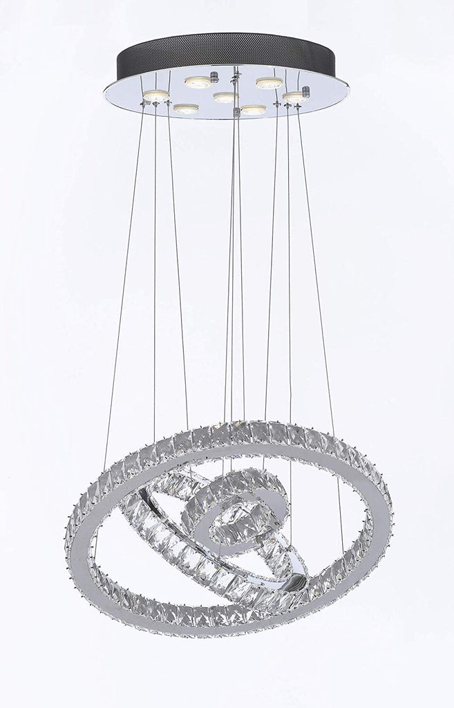 Crystal Elipse 3 Ring Chandelier Chandeliers Modern/Contemporary Lighting 23" Wide w/Adjustable Cables- Good for Dining Room Foyer Entryway Family Room and More! - G7-89174/7