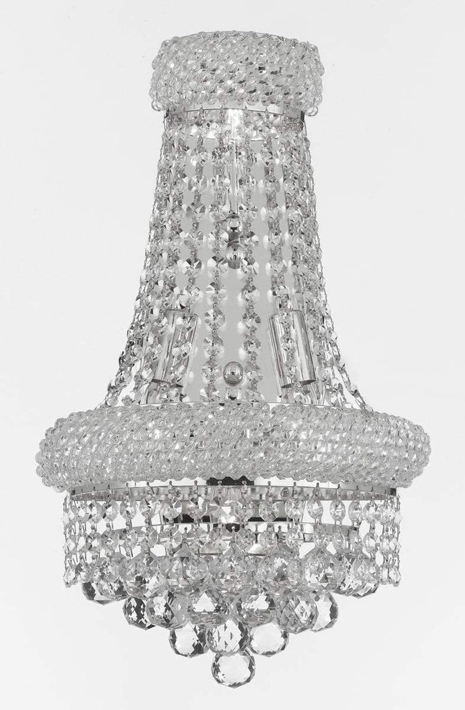 Set of 3-1 French Empire Crystal Chandelier Lighting H33 X W30 and 2 Empire Empress Crystal (tm) Wall Sconce Lighting W 12" H 17" - B92/CS/448/21 + C121-1800W12SC A500-