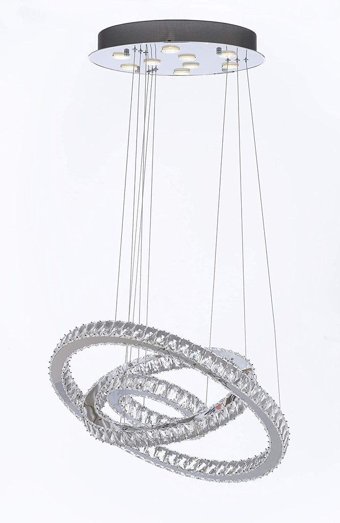 Crystal Elipse 3 Ring Chandelier Chandeliers Modern/Contemporary Lighting 27" Wide w/Adjustable Cables- Good for Dining Room Foyer Entryway Family Room and More! - G7-89174/9