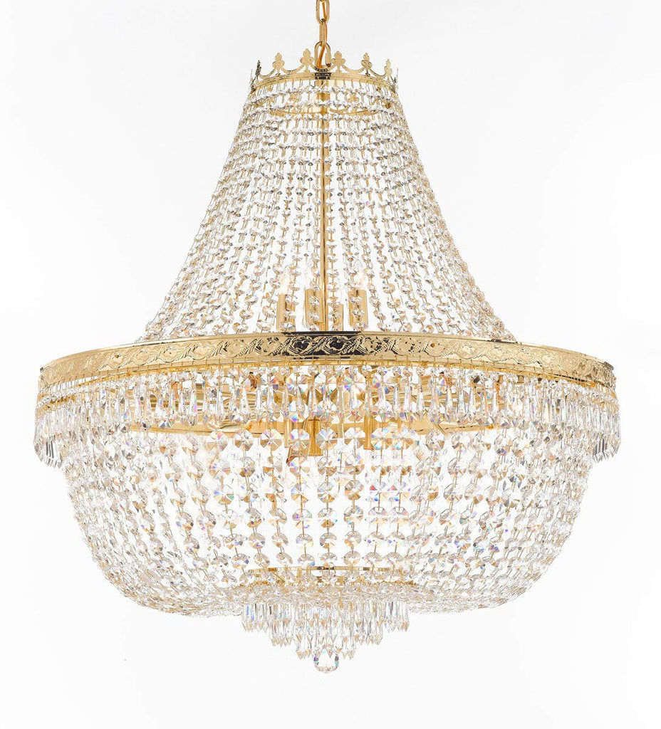 Nail Salon French Empire Crystal Chandelier Lighting - Great for The Dining Room, Foyer, Entryway, Family Room, Bedroom, Living Room and More! H 36" W 36" - A500-H36/CG/4199/25