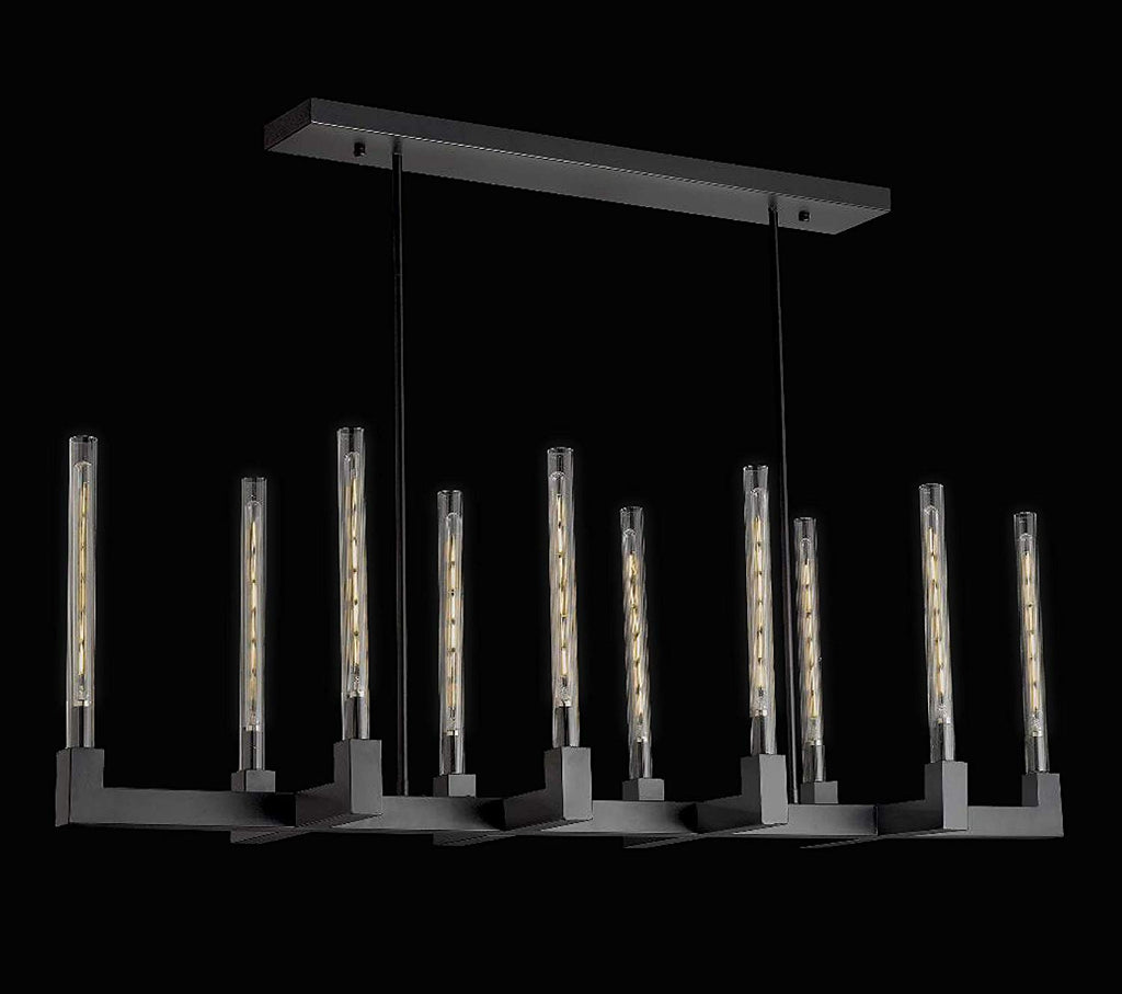 Corsica Linear Chandelier 55" Vintage Barn Metal Chandelier Chandeliers Industrial Loft Rustic Lighting Great for The Living Room, Dining Room, Kitchen and More - A113-CB/4462/10