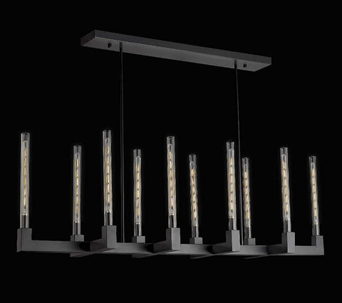 Corsica Linear Chandelier 55" Vintage Barn Metal Chandelier Chandeliers Industrial Loft Rustic Lighting Great for The Living Room, Dining Room, Kitchen and More - A113-CB/4462/10