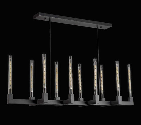 Corsica Linear Chandelier 55" Vintage Barn Metal Chandelier Chandeliers Industrial Loft Rustic Lighting Great for The Living Room, Dining Room, Kitchen and More - A113-CB/4462/10