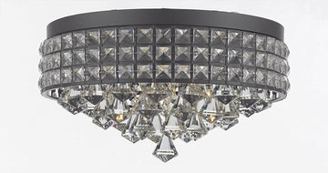 Flush Mount French Empire Crystal Chandelier Chandeliers Lighting Ht 8 X Wd 15 4 Lights Crystal Iron Metal Shade Rustic Modern Flush - Flush/26003/4