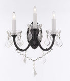 Set of 3-2 Wrought Iron Wall Sconce Crystal Lighting W 11.5" H 14" D 17" and 1 Wrought Iron Crystal Chandelier Lighting W38 H44 - 2EA A500-3/556 + 1EA A500-556/16