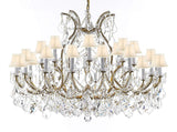 Crystal Chandelier Lighting Chandeliers H35" X W46" Great for The Foyer, Entry Way, Living Room, Family Room and More! w/White Shades - A500-B62/WHITESHADES/2MT/24+1