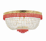 Nail Salon French Empire Crystal Flush Chandelier Lighting Dressed with Ruby Red Crystal Balls - Great for The Dining Room H 20" W 36" 25 Lights - A500-B74/FLUSH/CG/4199/25