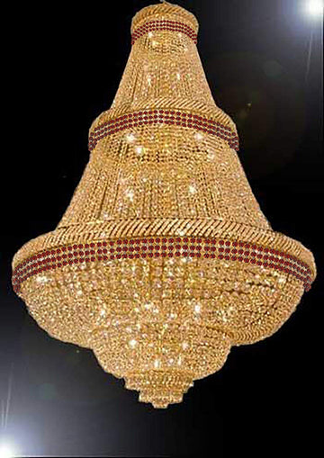 French Empire Crystal Chandelier Chandeliers Moroccan Style Lighting Trimmed with Ruby Red Crystal! Good for Dining Room, Foyer, Entryway, Family Room and More! H72" W50" - A500-B74/CG/448/48