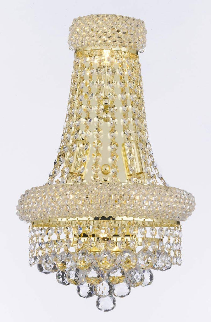 Set of 3-1 French Empire Crystal Chandelier Lighting H33 X W30 and 2 Empire Empress Crystal(Tm) Wall Sconce Lighting W 12" H 17" - B92/CG/448/21 + C121-1800W12SG A500-