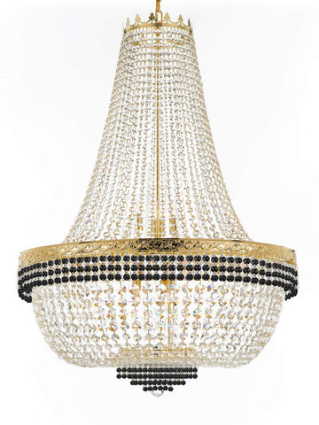 Nail Salon French Empire Crystal Chandelier Lighting Dressed with Jet Black Crystal Balls - Great for The Dining Room, Foyer, Entryway and More! H 50" W 36" 25 Lights - A500-B75/H50/CG/4199/25