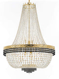 Nail Salon French Empire Crystal Chandelier Lighting Dressed with Jet Black Crystal Balls - Great for The Dining Room, Foyer, Entryway and More! H 50" W 36" 25 Lights - A500-B75/H50/CG/4199/25