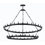 Inspired Camino Style Chandelier – Two Tier Wagon Wheel, Wrought Iron Vintage Barn Metal Rustic Industrial Lighting, W63" x H60"