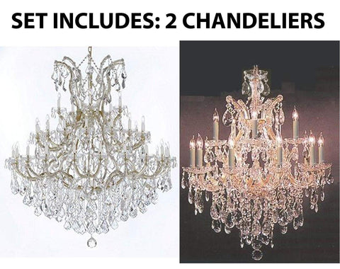 Set of 2-1 Large Foyer/Entryway Maria Theresa Empress Crystal (Tm) Chandeliers Lighting! H 60" W 52" and 1 Chandelier Crystal Lighting H30" X W28" - B12/2756/36+1 + 21532/12+1 A500-