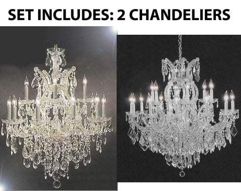 Set of 2-1 Chandelier Crystal Lighting Chandeliers - Great for The Dining Room, Foyer, Living Room! H30 X W28 and 1 Chandelier Crystal Lighting Empress Crystal (TM) H38" W37" - CS/21532/12+1 + CS/1/21510/15+1 A500-