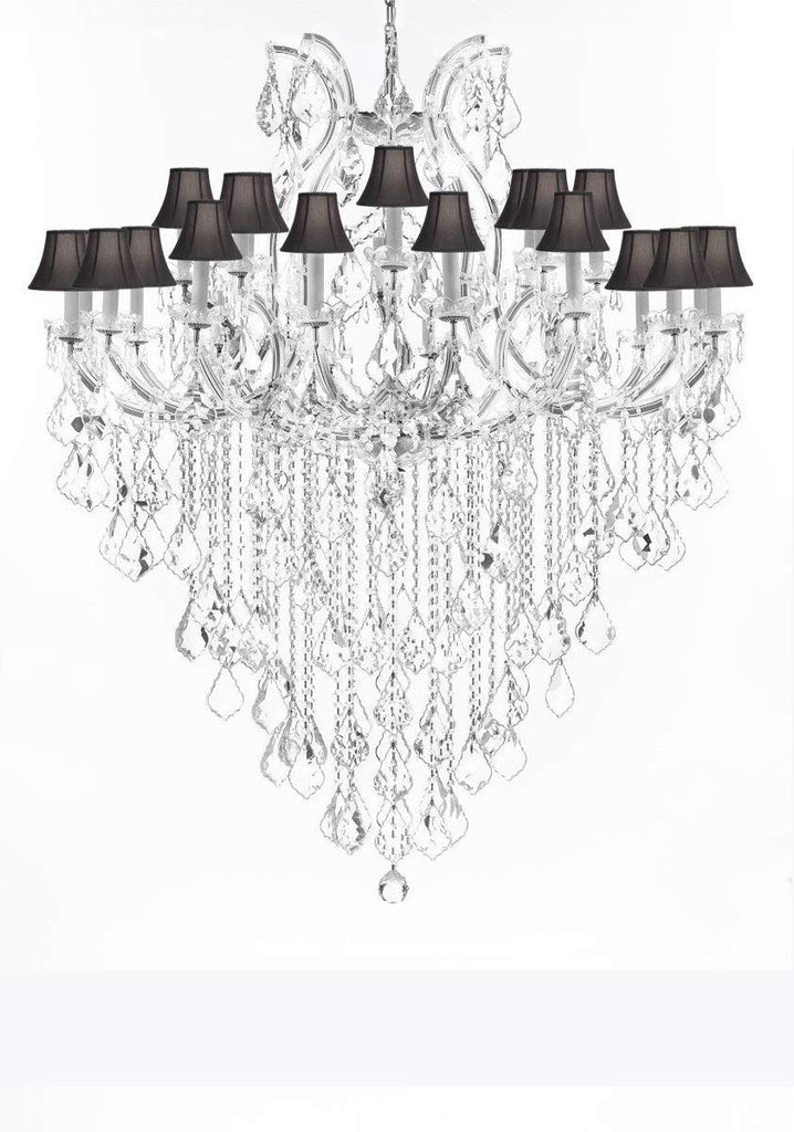 Swarovski Crystal Trimmed Chandelier Lighting Chandeliers H59"XW46" Great for The Foyer, Entry Way,Living Room, Family Room and More! w/Black Shades - A500-B12/BLACKSHADES/CS/2MT/24+1SW