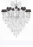 Swarovski Crystal Trimmed Chandelier Lighting Chandeliers H59"XW46" Great for The Foyer, Entry Way,Living Room, Family Room and More! w/Black Shades - A500-B12/BLACKSHADES/CS/2MT/24+1SW