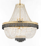 Nail Salon French Empire Crystal Chandelier Lighting Dressed with Jet Black Crystal Balls - Great for The Dining Room, Foyer, Entryway and More! H 36" W 36" 25 Lights - A500-B75/H36/CG/4199/25