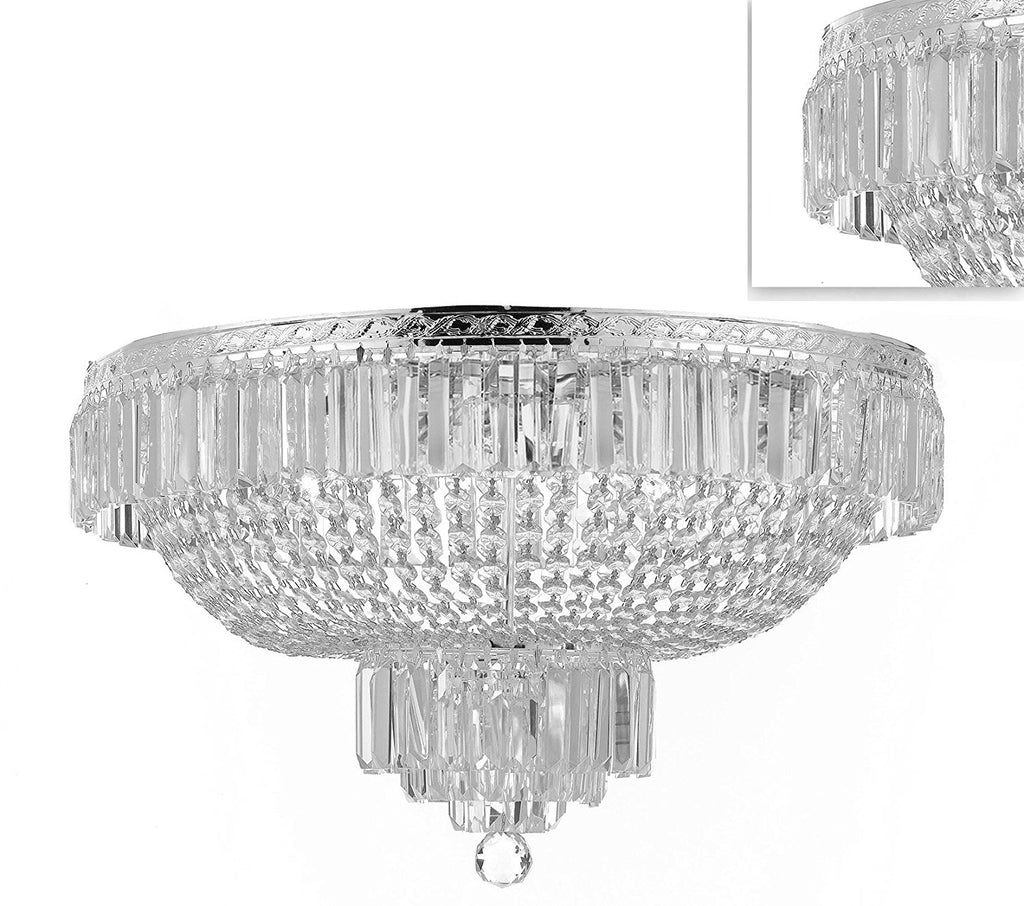 French Empire Crystal Semi Flush Basket Chandelier Chandeliers Lighting! H21" X W30" - A500-B102/FLUSH/CS/870/14