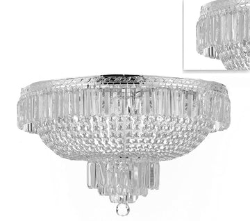 French Empire Crystal Semi Flush Basket Chandelier Chandeliers Lighting! H21" X W30" - A500-B102/FLUSH/CS/870/14