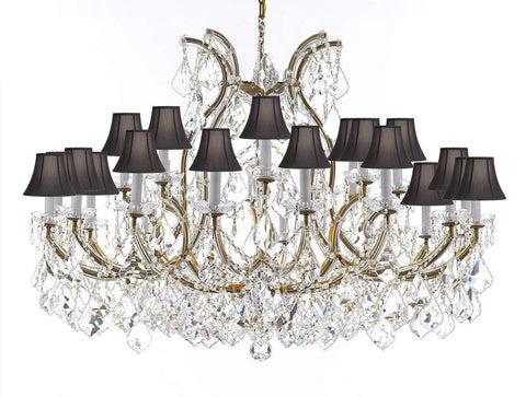 Crystal Chandelier Lighting Chandeliers H35" X W46" Great for The Foyer, Entry Way, Living Room, Family Room and More! w/Black Shades - A500-B62/BLACKSHADES/2MT/24+1