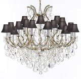 Crystal Chandelier Lighting Chandeliers H46" X W46" Dressed with Large, Luxe, Diamond Cut Crystals! Great for The Foyer, Entry Way, Living Room, Family Room and More w/Black Shades - A500-B90/BLACKSHADES/2MT/24+1DC