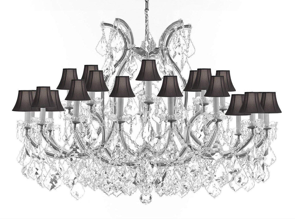 Swarovski Crystal Trimmed Chandelier Lighting Chandeliers H35" XW46" Great for The Foyer, Entry Way, Living Room, Family Room and More! w/Black Shades - A500-B62/CS/BLACKSHADES/2MT/24+1SW