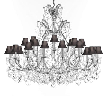 Crystal Chandelier Lighting Chandeliers H41"X W46" Great for the Foyer, Entry Way, Living Room, Family Room and More w/Black Shades - A500-B62/CS/BLACKSHADES/52/2MT/24+1