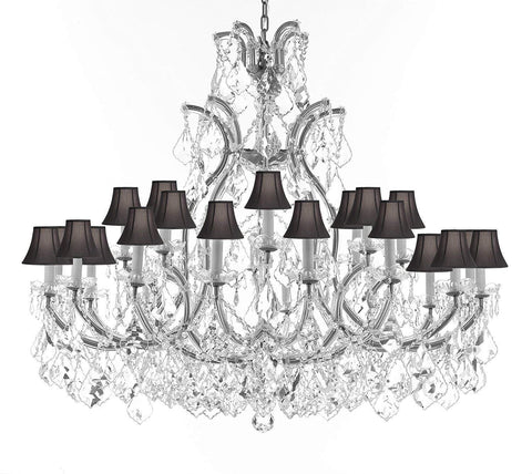 Crystal Chandelier Lighting Chandeliers H41"X W46" Great for the Foyer, Entry Way, Living Room, Family Room and More w/Black Shades - A500-B62/CS/BLACKSHADES/52/2MT/24+1