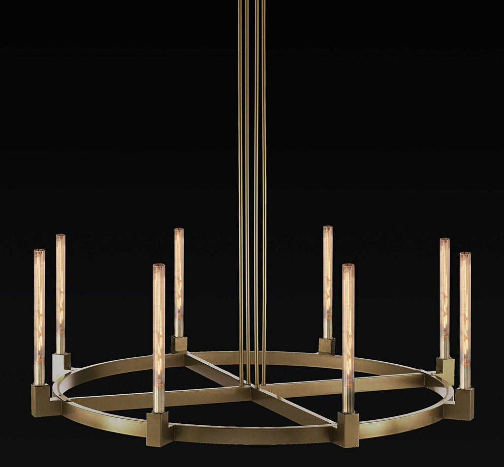 Inspired Cannele Style Round Chandelier 48" Vintage Barn Metal Industrial Loft Rustic Lighting