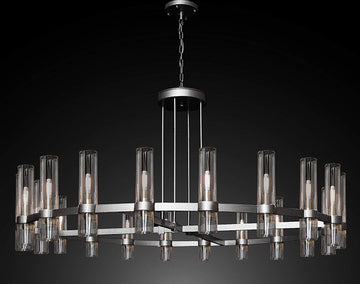 Inspired Ravelle Style Round Chandelier 60" Vintage Barn Metal Chandelier Chandeliers Industrial Loft Rustic Lighting Great for the Living Room, Dining Room, Foyer and Entryway, Family Room, and more - G7-CS/4461/20