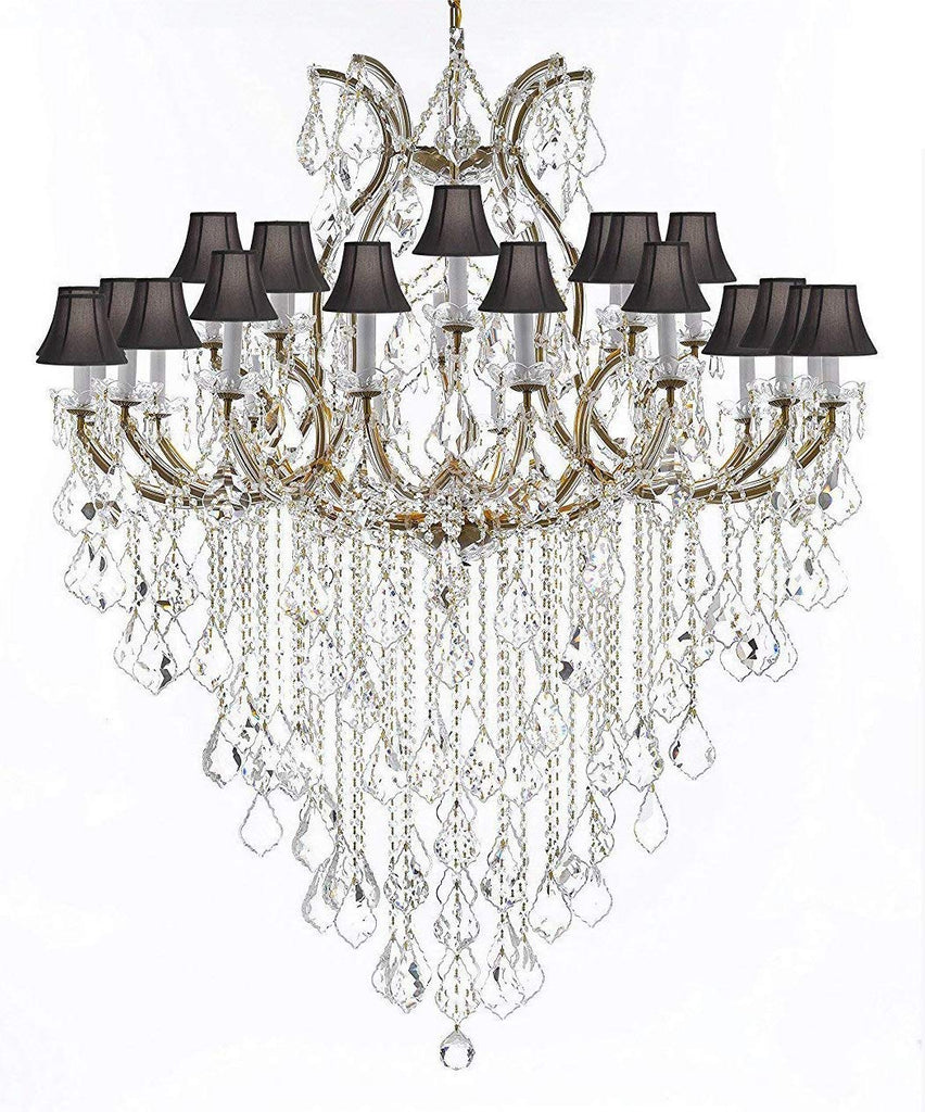 Crystal Chandelier Lighting Chandeliers H59" X W46" Great for The Foyer, Entry Way, Living Room, Family Room and More! w/Black Shades - A500-B12/BLACKSHADES/2MT/24+1