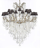 Swarovski Crystal Trimmed Chandelier Lighting Chandeliers H59" X W46" Great for The Foyer, Entry Way, Living Room, Family Room and More! w/Black Shades - A500-B12/BLACKSHADES/2MT/24+1SW