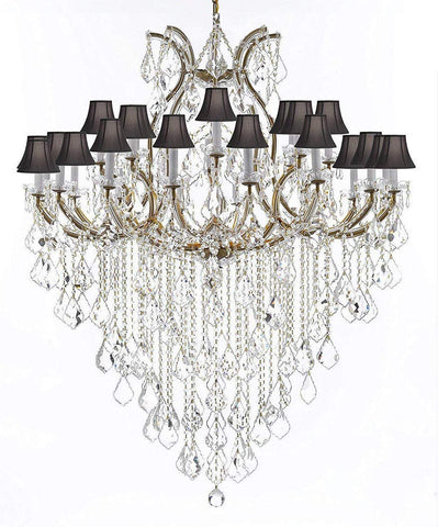 Crystal Chandelier Lighting Chandeliers H59" X W46" Great for The Foyer, Entry Way, Living Room, Family Room and More! w/Black Shades - A500-B12/BLACKSHADES/2MT/24+1