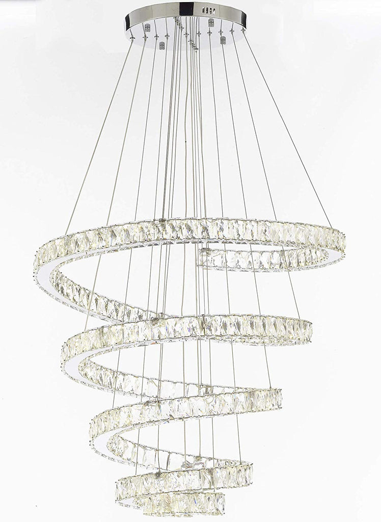 Crystal Spiral Elipse 5 Ring Chandelier LED Chandeliers Modern/Contemporary Lighting 30" Wide w/Adjustable Cables- Good for Dining Room Foyer Entryway Family Room and More - G7-3901/134
