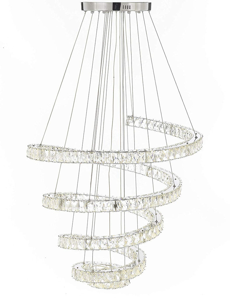 Crystal Spiral Elipse 5 Ring Chandelier LED Chandeliers Modern/Contemporary Lighting 30" Wide w/Adjustable Cables- Good for Dining Room Foyer Entryway Family Room and More - G7-3901/134