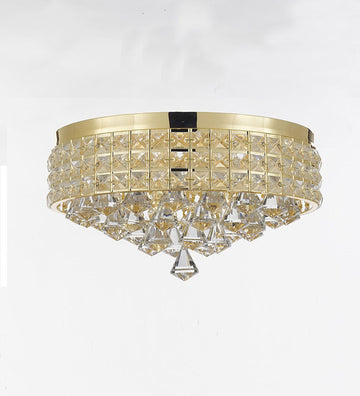 Flush Mount French Empire Crystal Chandelier Chandeliers Lighting Ht 8 X Wd 15 4 Lights Crystal Gold Metal Shade flushmount Rustic Modern Flush - Flush/26005/4