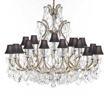 Crystal Chandelier Lighting Chandeliers H41" X W46" Great for the Foyer, Entry Way, Living Room, Family Room and More w/Black Shades - A500-B62/BLACKSHADES/52/2MT/24+1