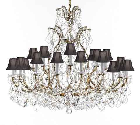 Swarovski Crystal Trimmed Chandelier Lighting Chandeliers H41" X W46" Great for the Foyer, Entry Way, Living Room, Family Room and More w/Black Shades - A500-B62/BLACKSHADES/52/2MT/24+1SW