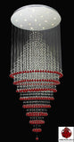 New ! Modern Contemporary Chandelier Rain Drop Chandeliers H 100" W 32" (Over 8ft Tall!) - Dressed with Ruby Red Crystal Balls! Great for Foyer, Entryway, Family Room and More! - G7-B104/6874/16