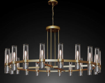 Inspired Ravelle Style Round Chandelier 60" Vintage Barn Metal Industrial Loft Rustic Lighting