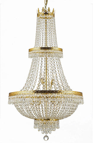 French Empire Crystal Chandelier Lighting H50" X W24" Good for Foyer, Entryway, Family Room, Living Room and More! - A500-CG/870/15
