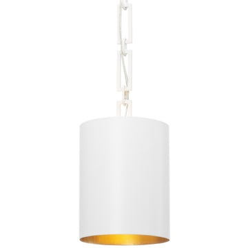 1 Light Matte White + Antique Gold Eclectic  Industrial  Modern Mini Chandelier - C193-8680-MT-GA