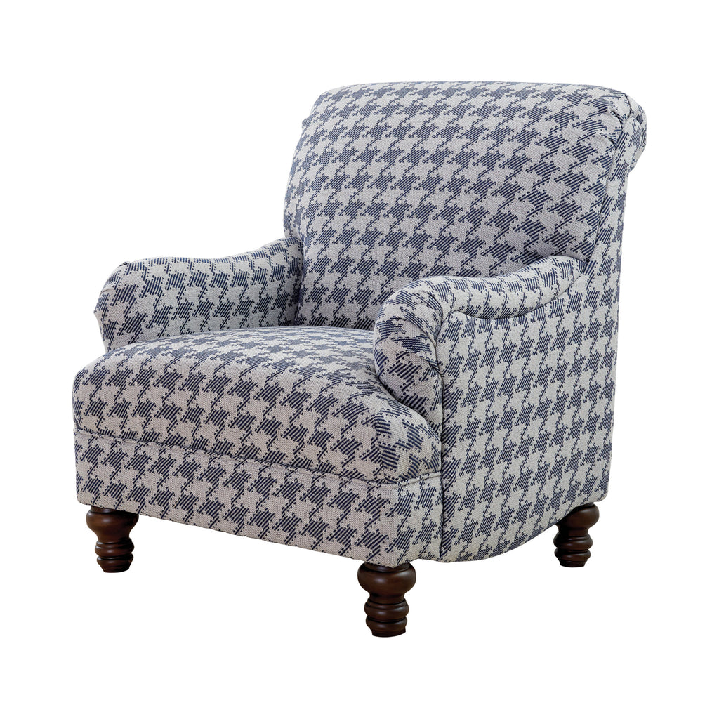 Set of 3  - Gwen Recessed Arms Sofa + Loveseat Light Grey + Accent Chair Blue - D300-10096