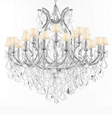 Crystal Chandelier Lighting Chandeliers H46" X W46" Dressed with Large,Luxe, Diamond Cut Crystals! Great for The Foyer, Entry Way, Living Room, Family Room and More w/White Shades - A500-B90/CS/WHITESHADES/2MT/24+1DC