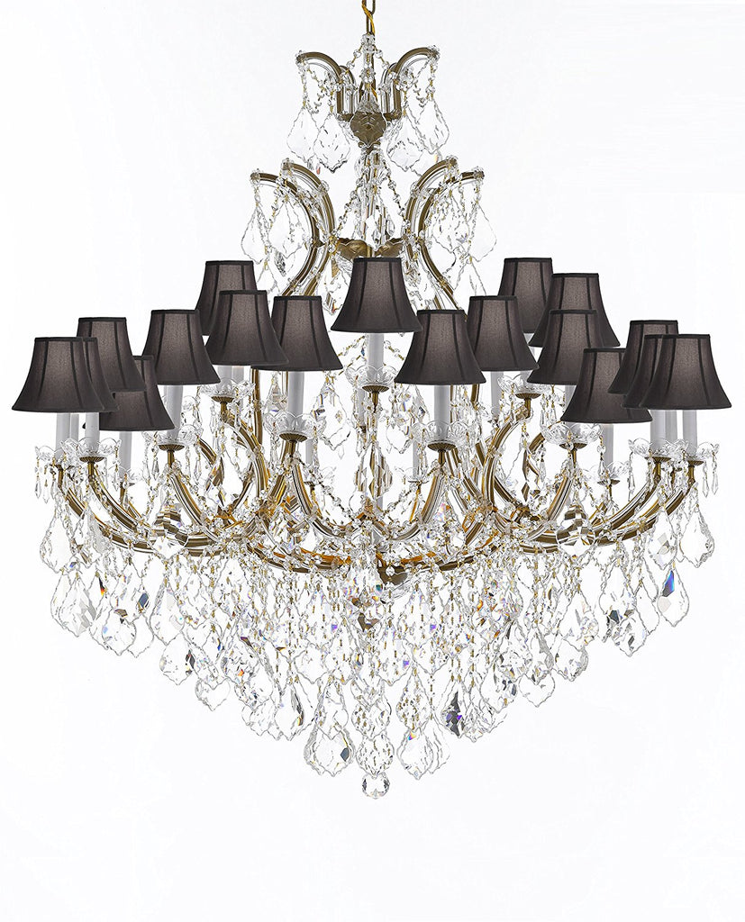 Crystal Chandelier Lighting Chandeliers H52" X W46" Dressed with Large, Luxe, Diamond Cut Crystals Great for the Foyer, Entry Way, Living Room, Family Room and More w/Black Shades - A500-B90/BLACKSHADES/52/2MT/24+1DC