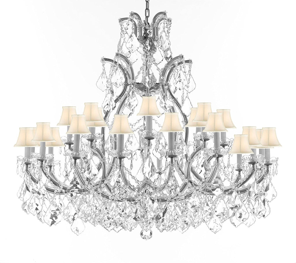 Crystal Chandelier Lighting Chandeliers H41" XW46" Great for the Foyer, Entry Way, Living Room, Family Room and More w/White Shades - A500-B62/CS/WHITESHADES/52/2MT/24+1