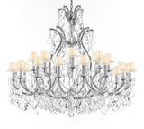 Swarovski Crystal Trimmed Chandelier Lighting Chandeliers H41"X W46" Great for the Foyer, Entry Way, Living Room, Family Room and More w/White Shades - A500-B62/CS/WHITESHADES/52/2MT/24+1SW