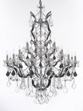 Swarovski Crystal Trimmed Chandelier 19th C. Baroque Iron & Crystal Chandelier Lighting Dressed with Jet Black Crystals H 52" x W 41" - Great for the Dining Room, Foyer, Entry Way, Living Room - A500-B97/996/25SW